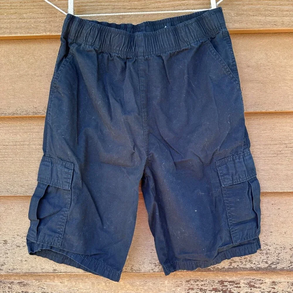 Childrens Place Boys Black Cargo Shorts Size 16 Adjustable Waist Cotton Blend - Picture 1 of 7